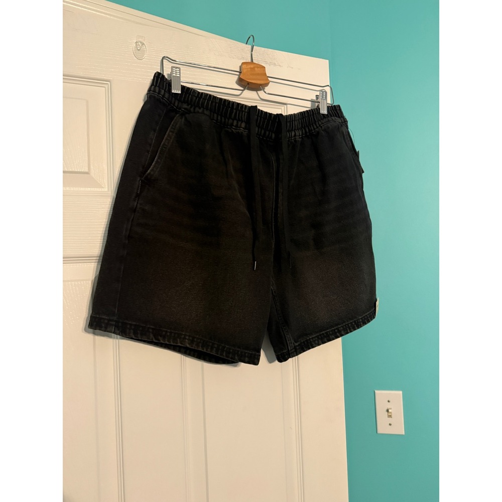 No Boundaries Mens Black Denim Shorts Elastic Waist 7 Inch Inseam Size L 36-38